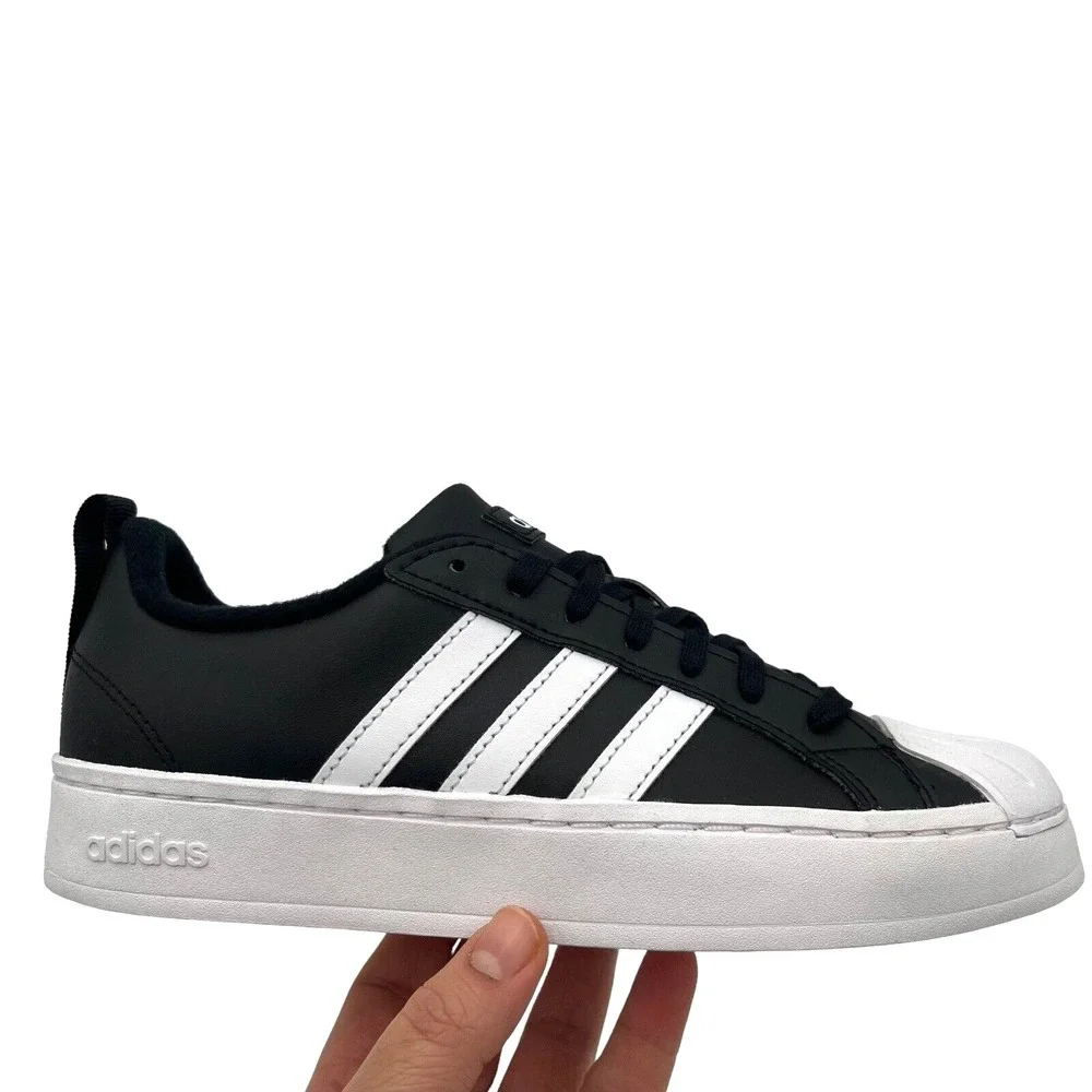 Adidas StreetCheck Youth Boys Girls Sneakers Sz 4 Black‎ White Classic Shell Toe